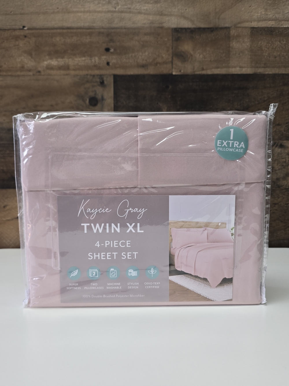 Twin XL 4-Piece Sheet Set in Blush Pink